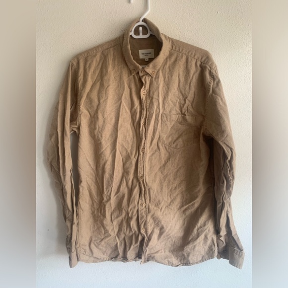 Octobre Editions Tan Long Sleeve Men’s Cotton Shirt Medium (tag L) - Picture 1 of 6